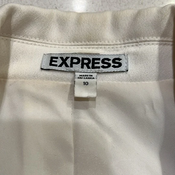 Express - White Satin Effect Tuxedo Blazer - Size 10 - Picture 6 of 11